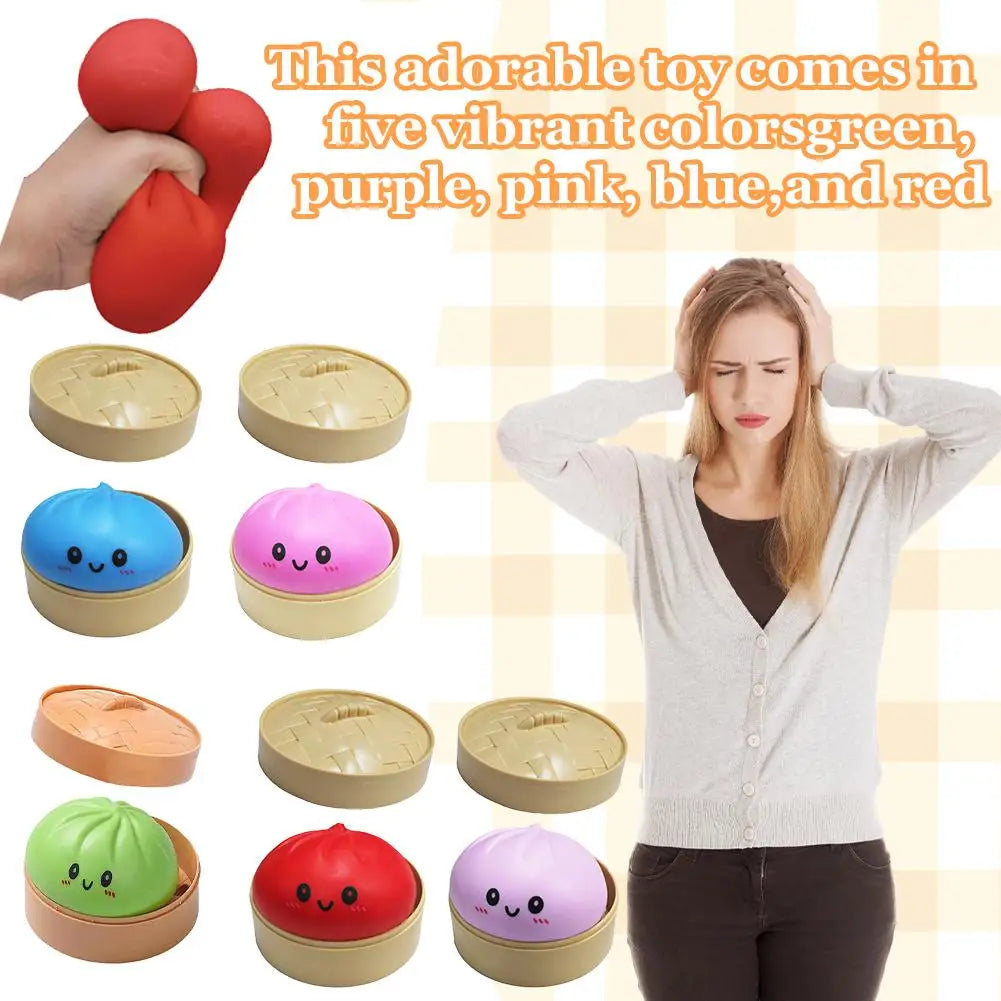 Giant Mystery Dumpling Squishy Soft Stretchy Bun with Food Steamer Design Pinchable Fingertip Fun Play and Squishy Lovers