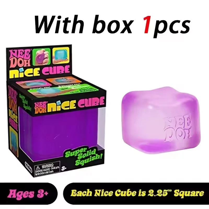 Purple NEE DOH Nice Cube retail box with one cube shown