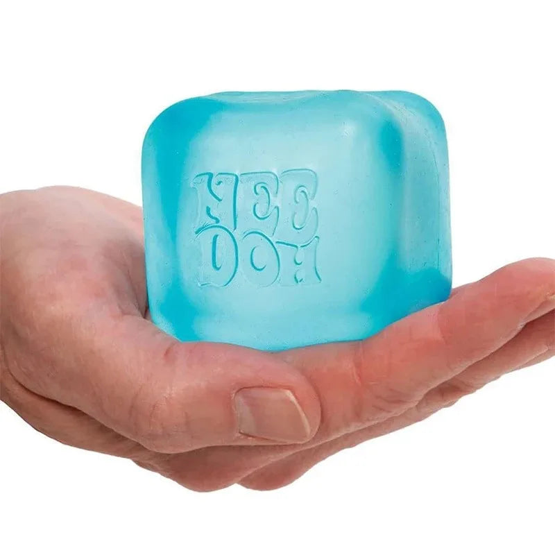 NeeDoh Nice Cube: Firm Slow-Rise Sensory Fidget for Stress Relief & Focus - Aesthetic Desk Toy Stress Ball for Kids and Adults