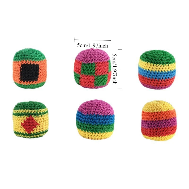 @Hot Pcs Hand-made Knitted Hacky Bags Set,  Footbag Sack，ssuitable for Children's Group Activities, with Strong Durability.