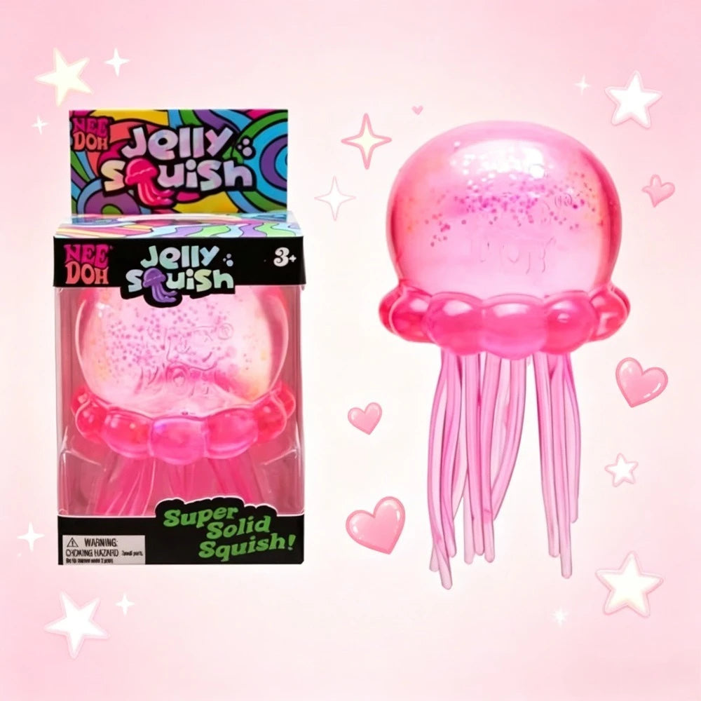 NeeDoh  Trending Jellyfish & Cube Squish Toy, Soft Jelly Squeeze Stress Relief Fidget Toy, Sensory NeeDoh for Kids & Adults