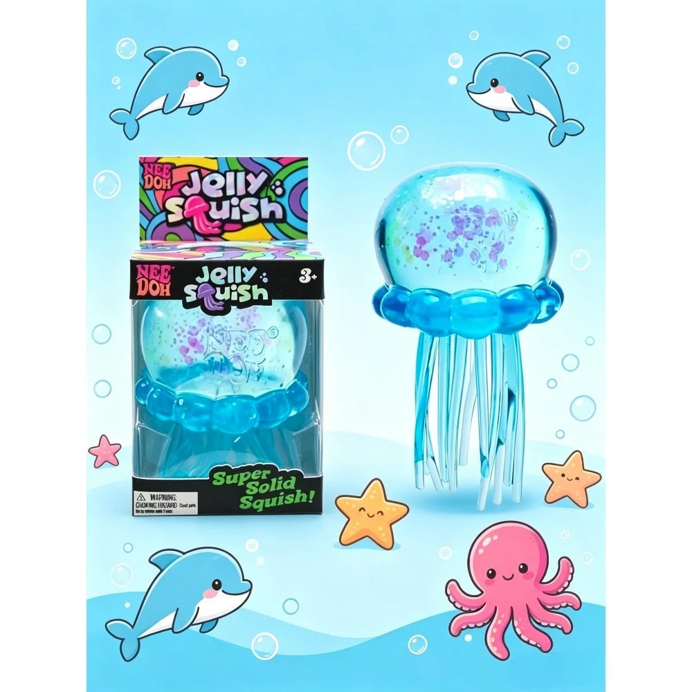 NeeDoh  Trending Jellyfish & Cube Squish Toy, Soft Jelly Squeeze Stress Relief Fidget Toy, Sensory NeeDoh for Kids & Adults