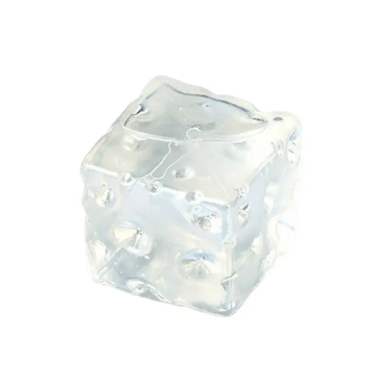 Blue transparent square squishy toy with bubble-like texture and soft rebound surface.