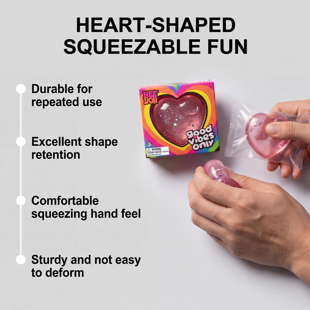 Needoh stress relieving toy with a soft and comfortable touch, gentle and non stick heart shape, cute, compact and portable palm