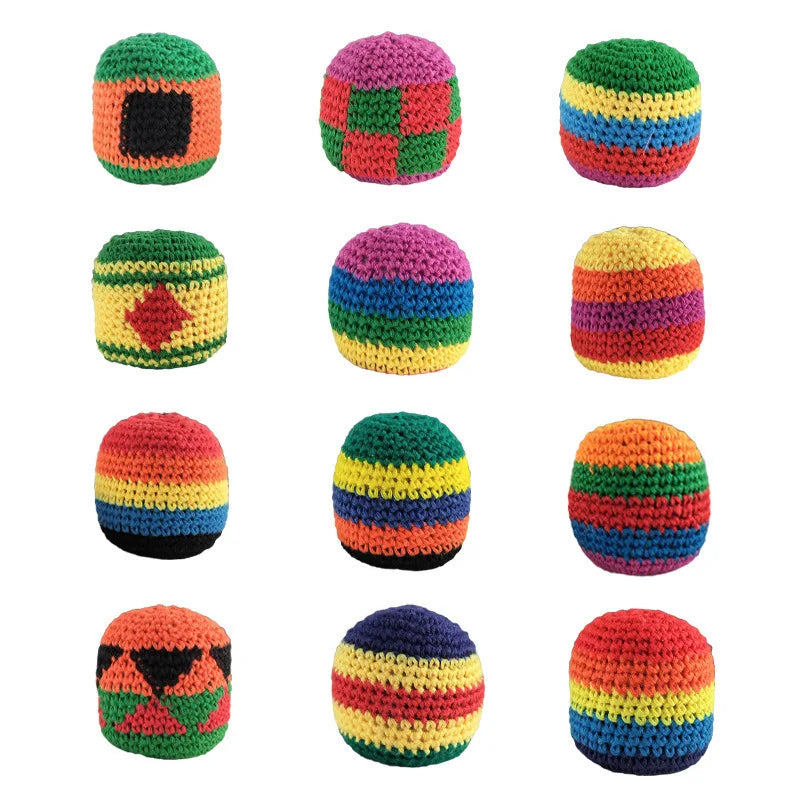 @Hot Pcs Hand-made Knitted Hacky Bags Set,  Footbag Sack，ssuitable for Children's Group Activities, with Strong Durability.