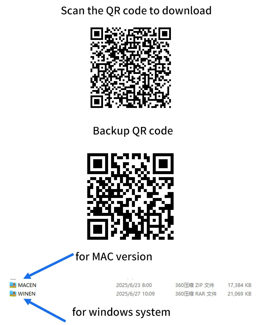 Mechanical keyboard QR code download instructions and backup QR code