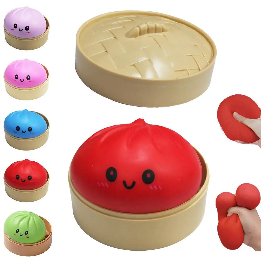 Giant Mystery Dumpling Squishy Soft Stretchy Bun with Food Steamer Design Pinchable Fingertip Fun Play and Squishy Lovers