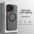 Black MagSafe phone case shown in retail box with circular ring design and camera cutouts