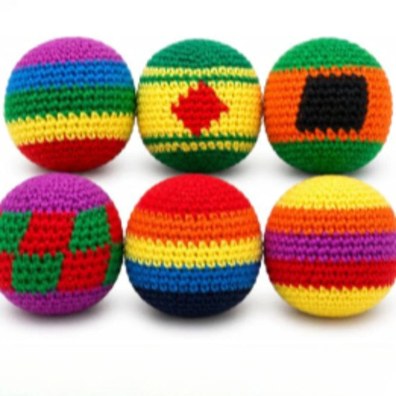 2026 Hot Pcs Hand-made Knitted Hacky Bags Set,  Footbag Sack，ssuitable for Children's Group Activities, with Strong Durability.