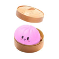 Squishy Dumpling Squishes Stress Balls Fidget Sensory Toys Simulation Food Squishies Bun with Steamer Squeeze Dough Ball Gifts