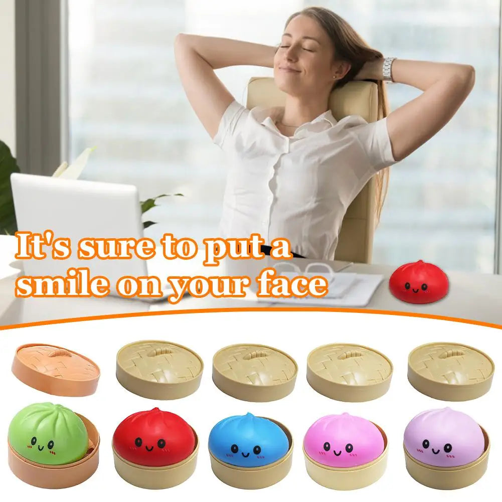 Giant Mystery Dumpling Squishy Soft Stretchy Bun with Food Steamer Design Pinchable Fingertip Fun Play and Squishy Lovers