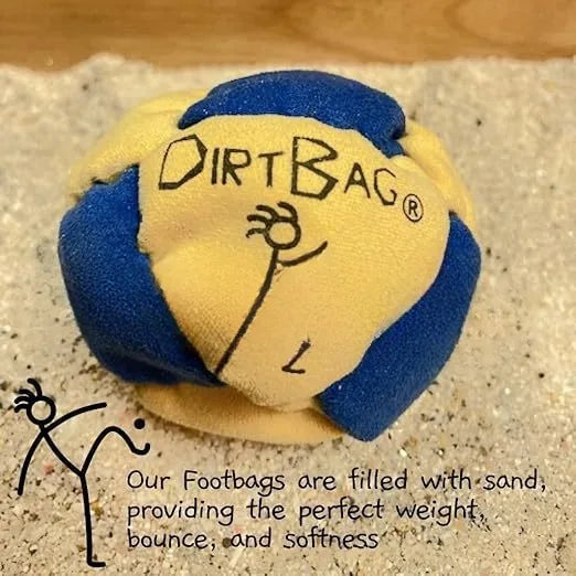 Dirtbag Classic Footbag Hacky Sack 3-Pack with Carry Pouch,Sand-Filled 8-Panel Synthetic Suede Footbag Set for Beginners &Player