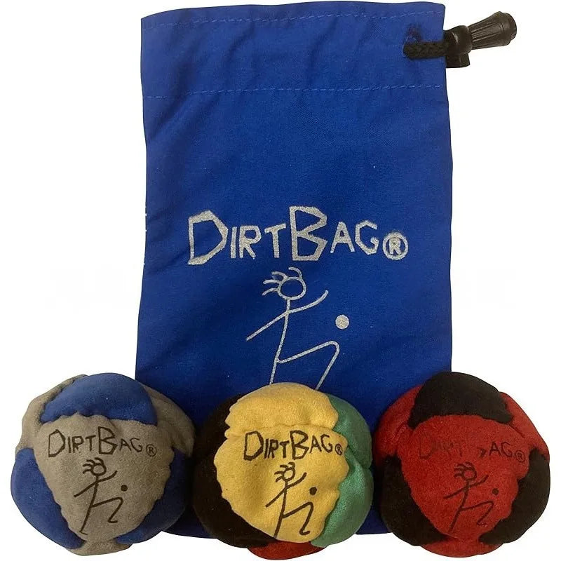 Dirtbag Classic Footbag Hacky Sack 3-Pack with Carry Pouch,Sand-Filled 8-Panel Synthetic Suede Footbag Set for Beginners &Player