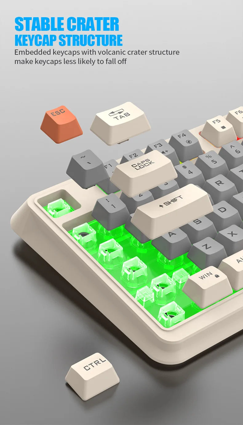 94-key wired RGB keyboard with embedded keycap structure and low-profile keycaps