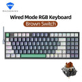Wired RGB mechanical keyboard with brown switch, multicolor backlit keys and key legends