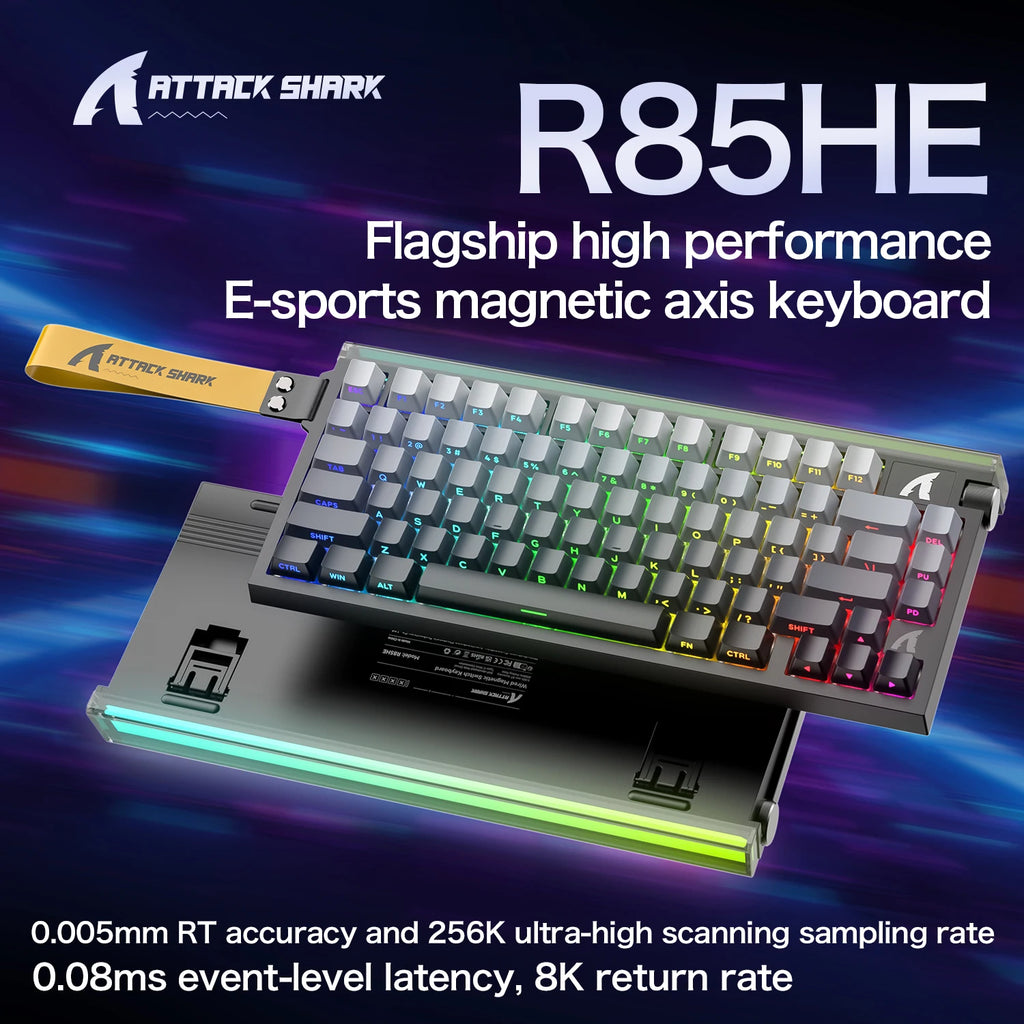 White magnetic axis keyboard with green and blue RGB effects and light bar glow.