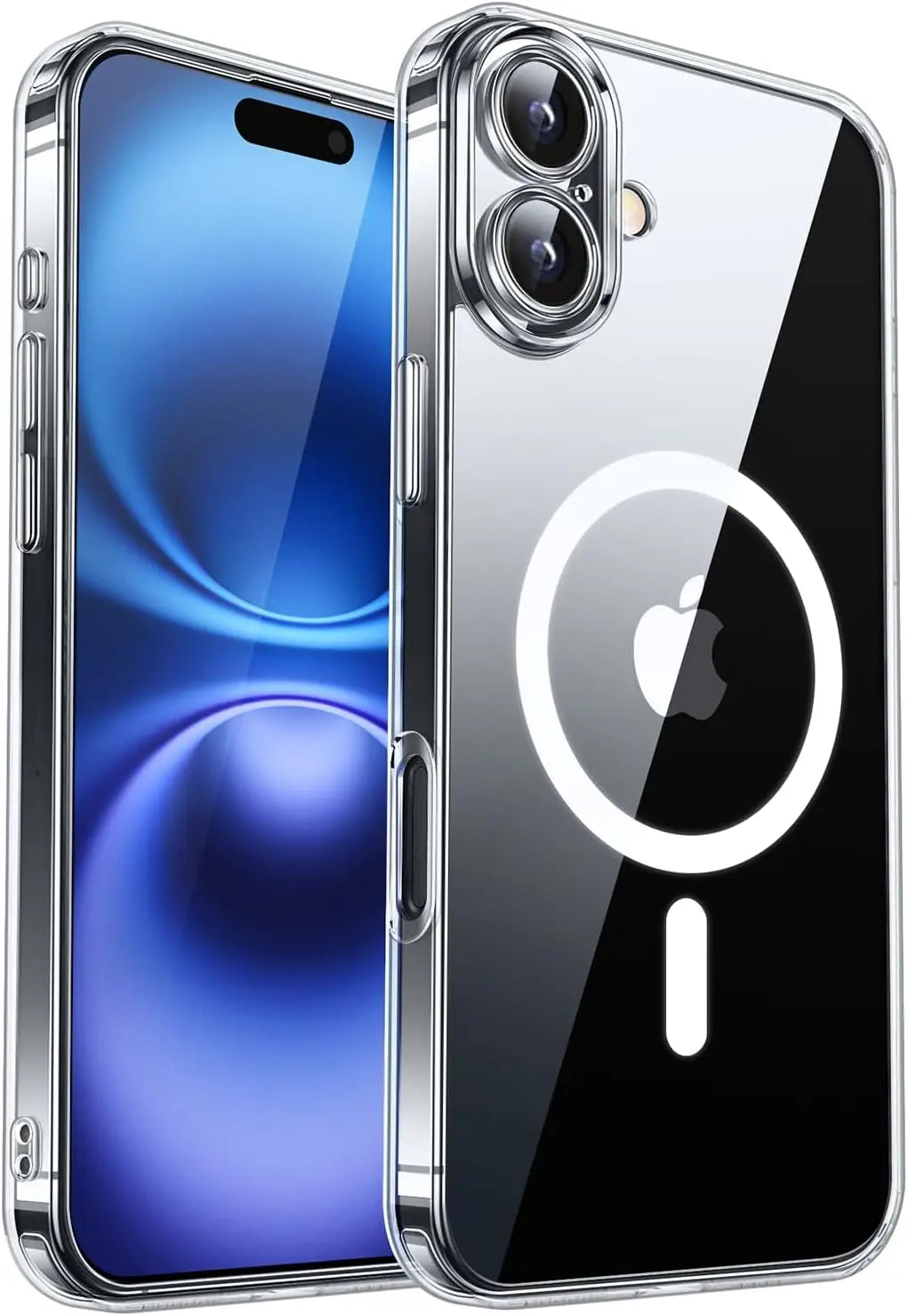 Magnetic shockproof iPhone case, transparent frame with black MagSafe back