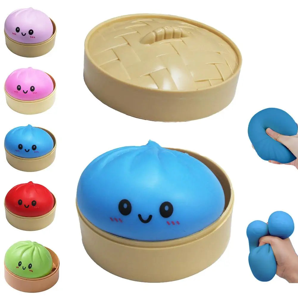 Giant Mystery Dumpling Squishy Soft Stretchy Bun with Food Steamer Design Pinchable Fingertip Fun Play and Squishy Lovers