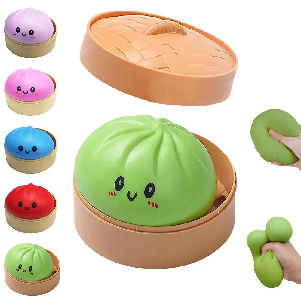 Giant Mystery Dumpling Squishy Soft Stretchy Bun with Food Steamer Design Pinchable Fingertip Fun Play and Squishy Lovers