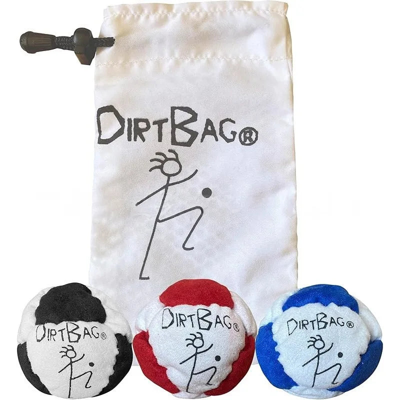 Dirtbag Classic Footbag Hacky Sack 3-Pack with Carry Pouch,Sand-Filled 8-Panel Synthetic Suede Footbag Set for Beginners &Player