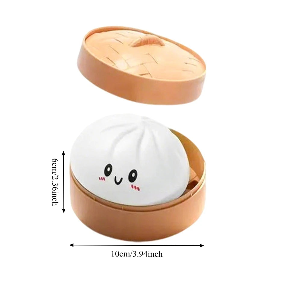Squishy Dumpling Squishes Stress Balls Fidget Sensory Toys Simulation Food Squishies Bun with Steamer Squeeze Dough Ball Gifts