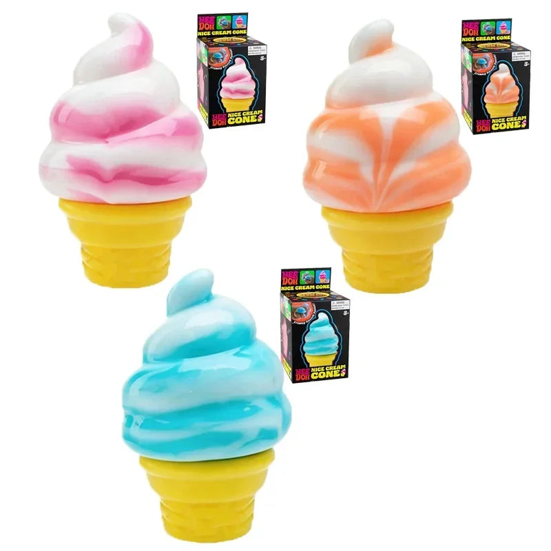 2026 Needoh Nice Cream Cone Colorful Ice Cream Shaped Sensory Stress Reliever Fidget toy  Anxiety & Focus for Adults & Kids