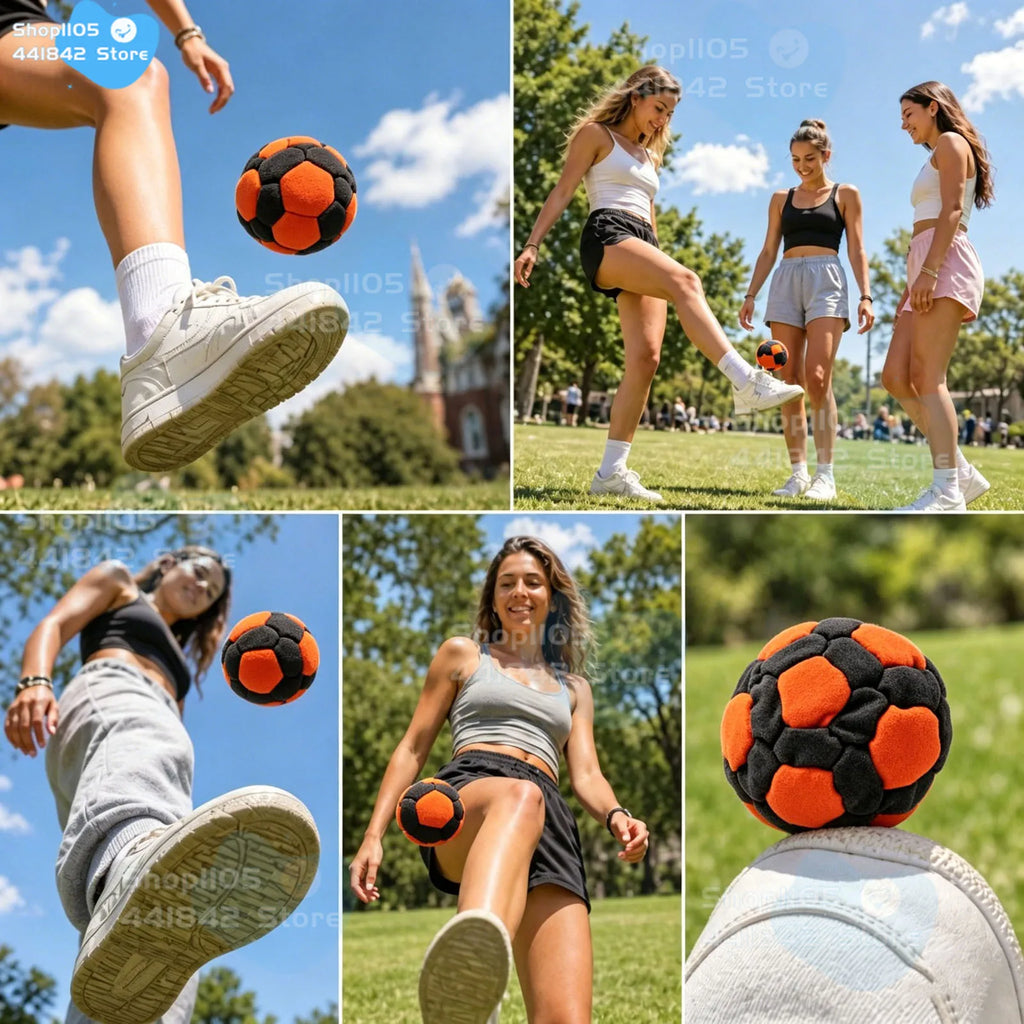 6pc Handmade Crocheted Hackys Footbag Sacks,Footbag Sacks for Kick Ball,Soft Plush Footbags for Adults,Juggling Balls for Party