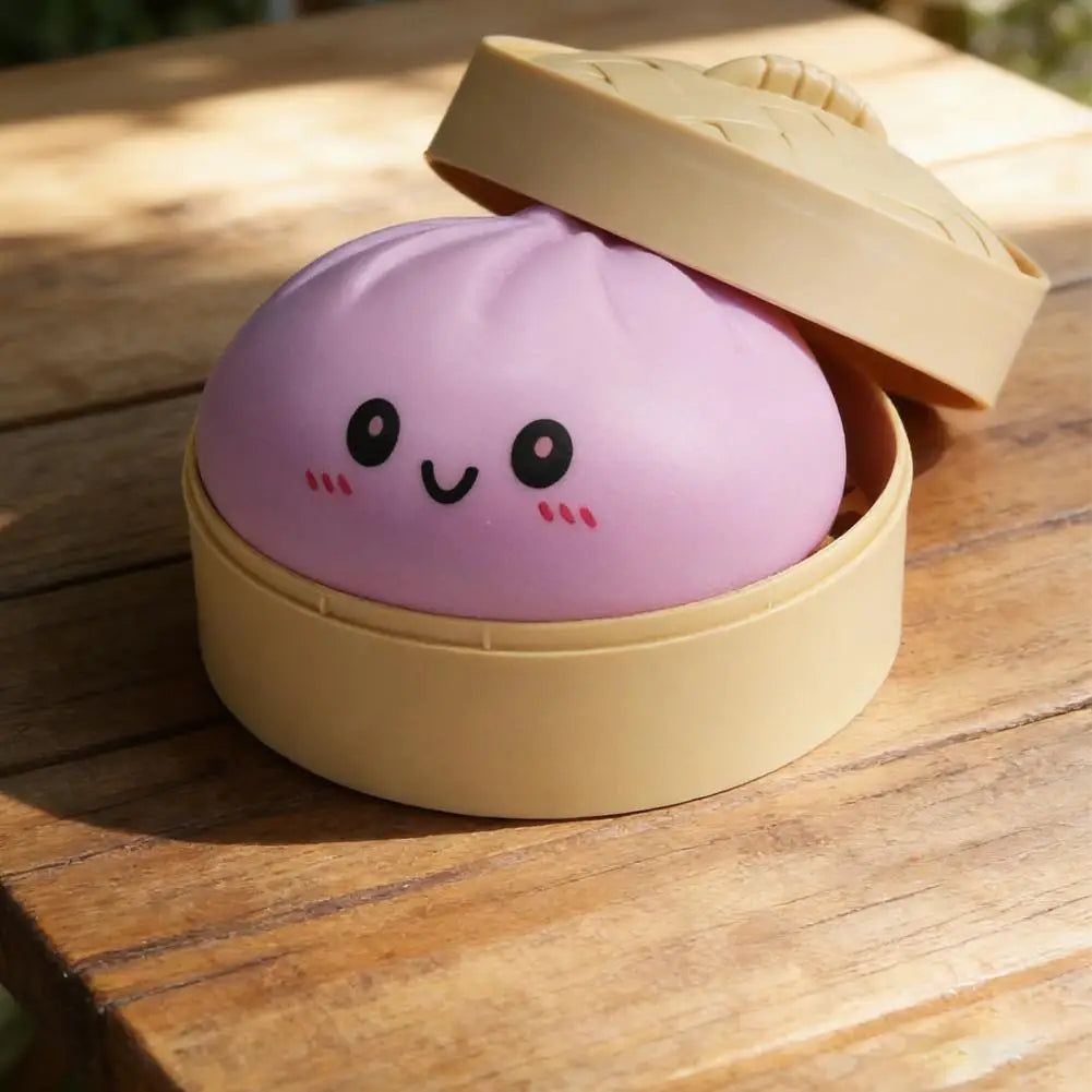 Giant Mystery Dumpling Squishy Soft Stretchy Bun with Food Steamer Design Pinchable Fingertip Fun Play and Squishy Lovers