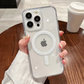 Clear MagSafe-compatible transparent phone case with raised charging ring and camera cutouts