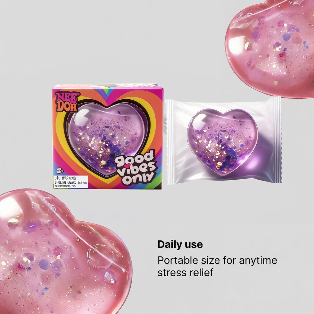 Needoh stress relieving toy with a soft and comfortable touch, gentle and non stick heart shape, cute, compact and portable palm