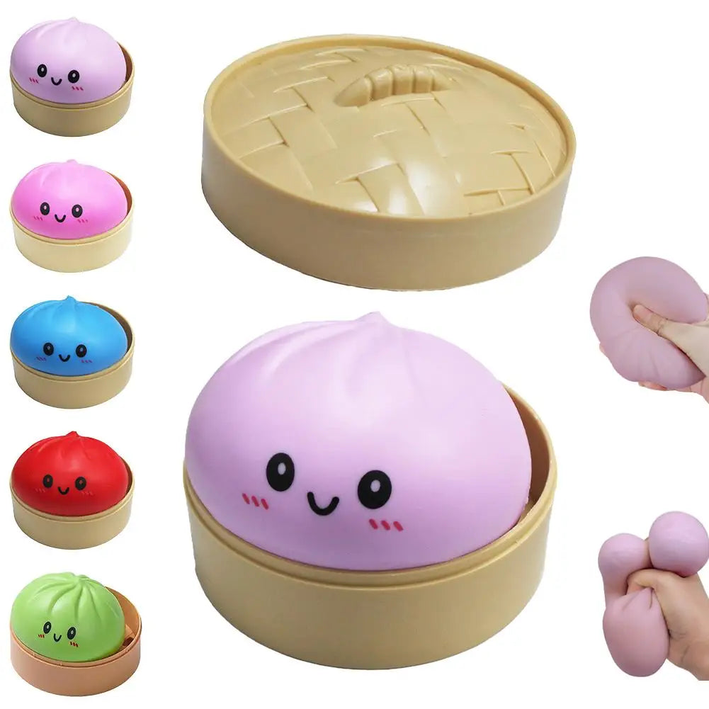 Giant Mystery Dumpling Squishy Soft Stretchy Bun with Food Steamer Design Pinchable Fingertip Fun Play and Squishy Lovers