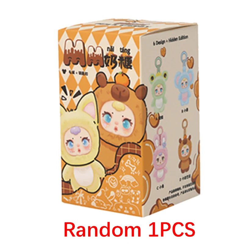 Cardboard retail box for sensory cube toy with bear character artwork and colorful icons.