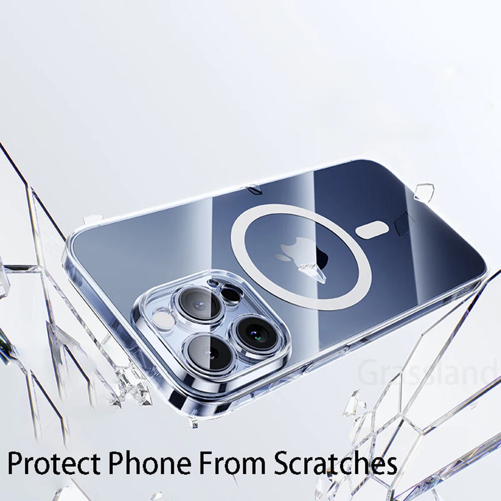 Transparent iPhone MagSafe case with reinforced camera bezel for scratch protection