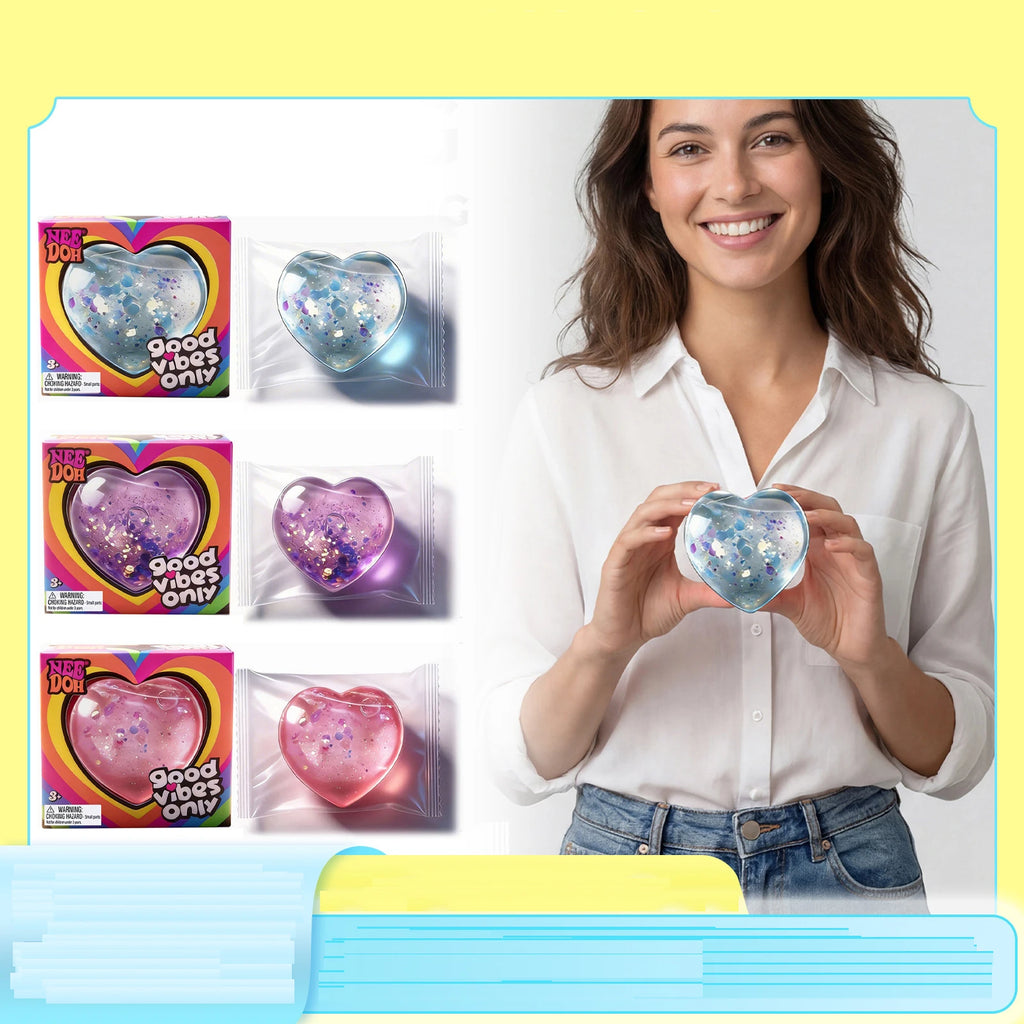 Needoh stress relieving toy with a soft and comfortable touch, gentle and non stick heart shape, cute, compact and portable palm