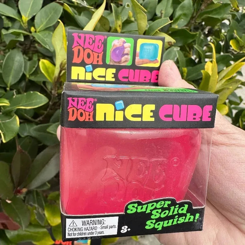 NeeDoh Nice Cube: Firm Slow-Rise Sensory Fidget for Stress Relief & Focus - Aesthetic Desk Toy Stress Ball for Kids and Adults