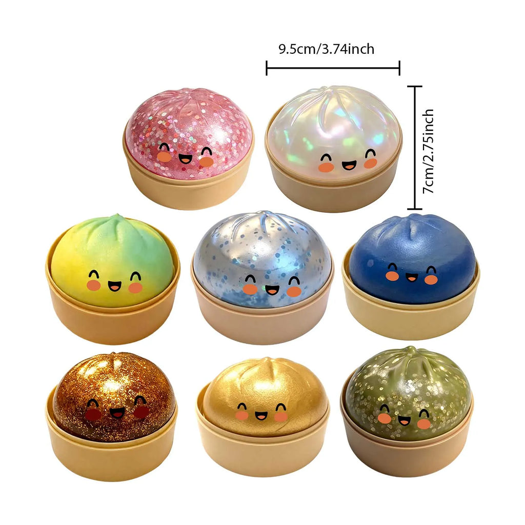 Dumpling Squishy 1pcs Glitter Steamed Bun Pinch Music Simulation Steam Buns Shape Cute And Fun Relieve Stress Squish Dumplings