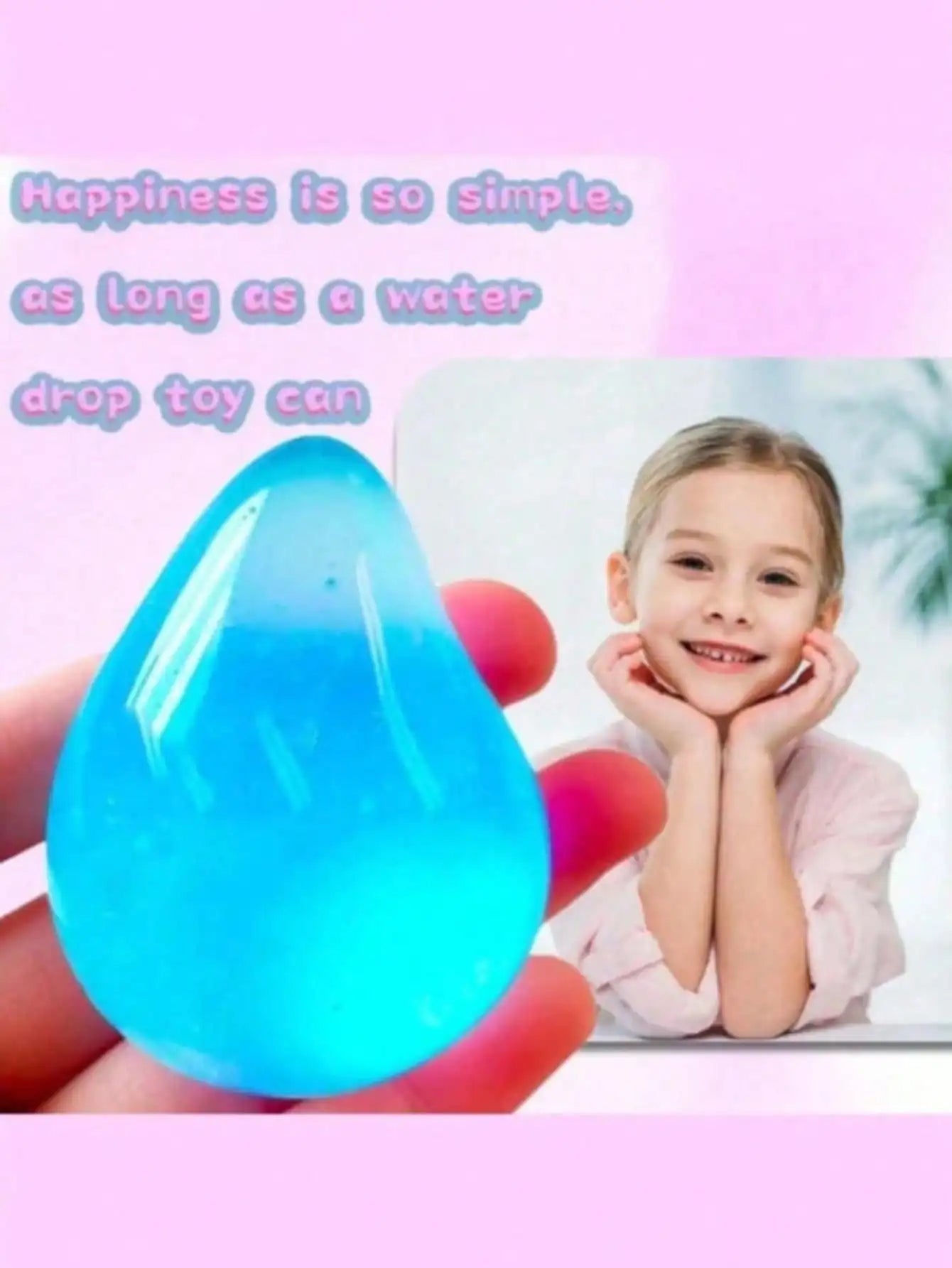 NEEDOH Water Drop Shaped Transparent Glitter Stress Relief Toy, Soft Sensory Toy Suitable For Children And Adults, Can Be Used A