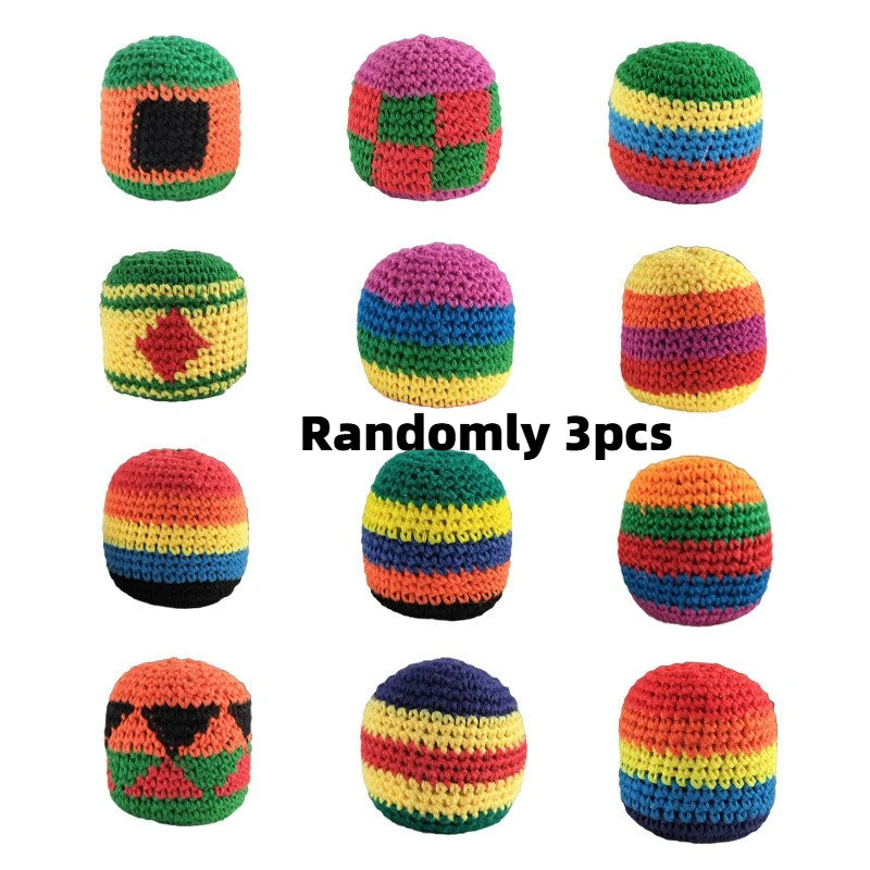 @Hot Pcs Hand-made Knitted Hacky Bags Set,  Footbag Sack，ssuitable for Children's Group Activities, with Strong Durability.