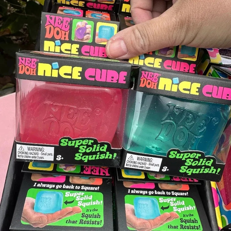NeeDoh Nice Cube: Firm Slow-Rise Sensory Fidget for Stress Relief & Focus - Aesthetic Desk Toy Stress Ball for Kids and Adults