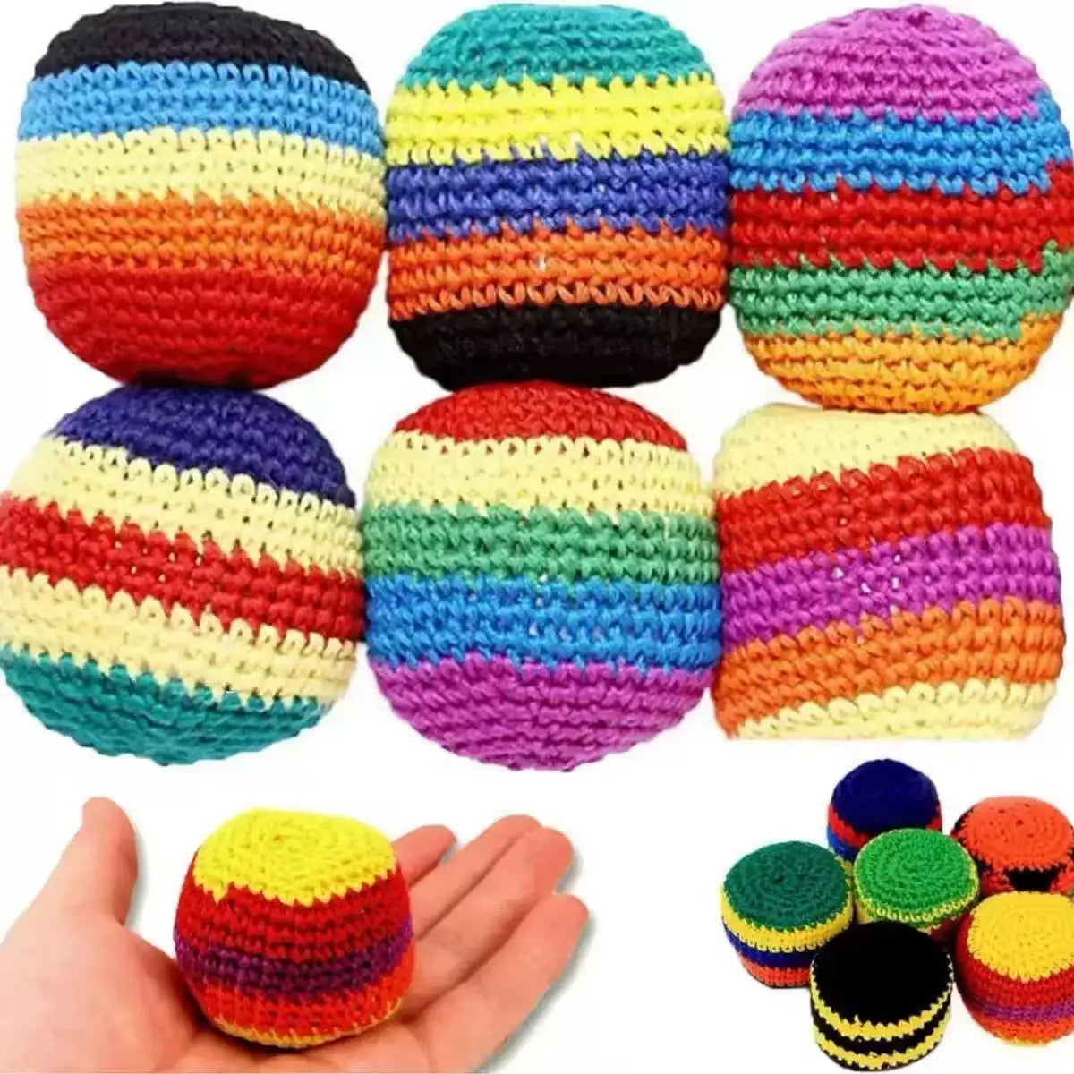 @Hot Pcs Hand-made Knitted Hacky Bags Set,  Footbag Sack，ssuitable for Children's Group Activities, with Strong Durability.