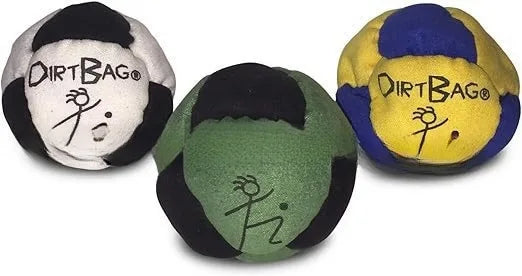 Dirtbag Classic Footbag Hacky Sack 3-Pack with Carry Pouch,Sand-Filled 8-Panel Synthetic Suede Footbag Set for Beginners &Player
