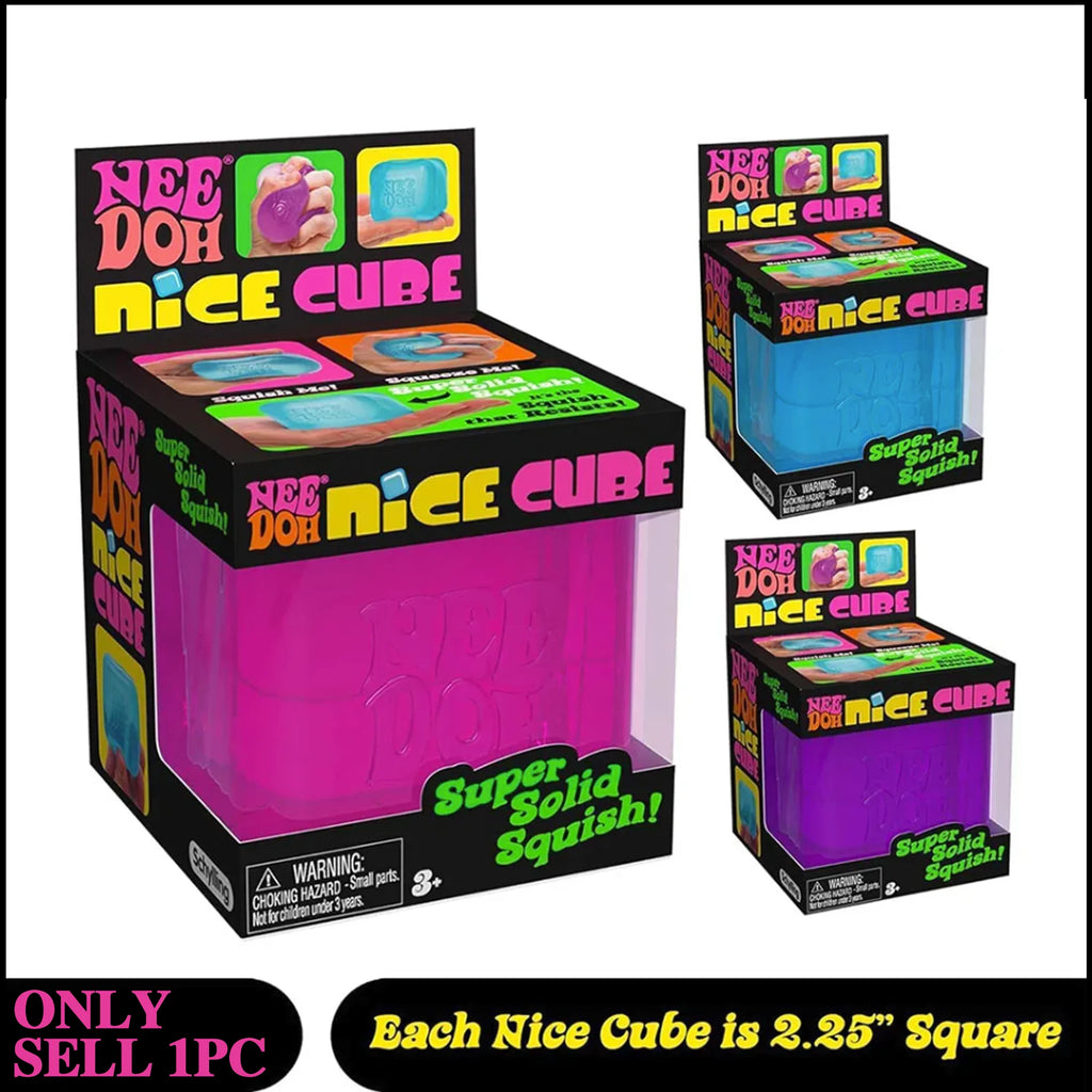 NeeDoh Nice Cube: Firm Slow-Rise Sensory Fidget for Stress Relief & Focus - Aesthetic Desk Toy Stress Ball for Kids and Adults