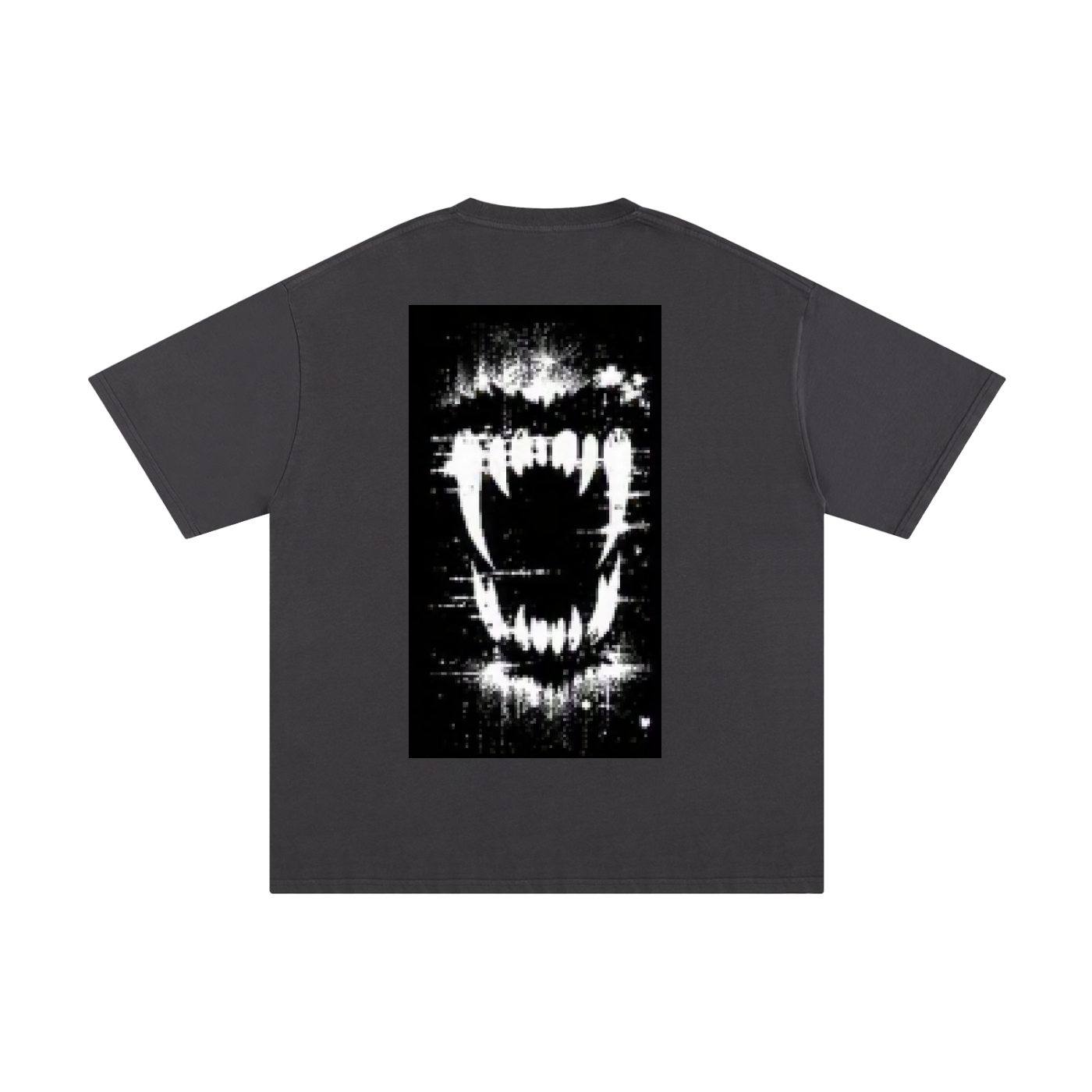 FERAL pure cotton T-shirt, charcoal gray, front graphic print