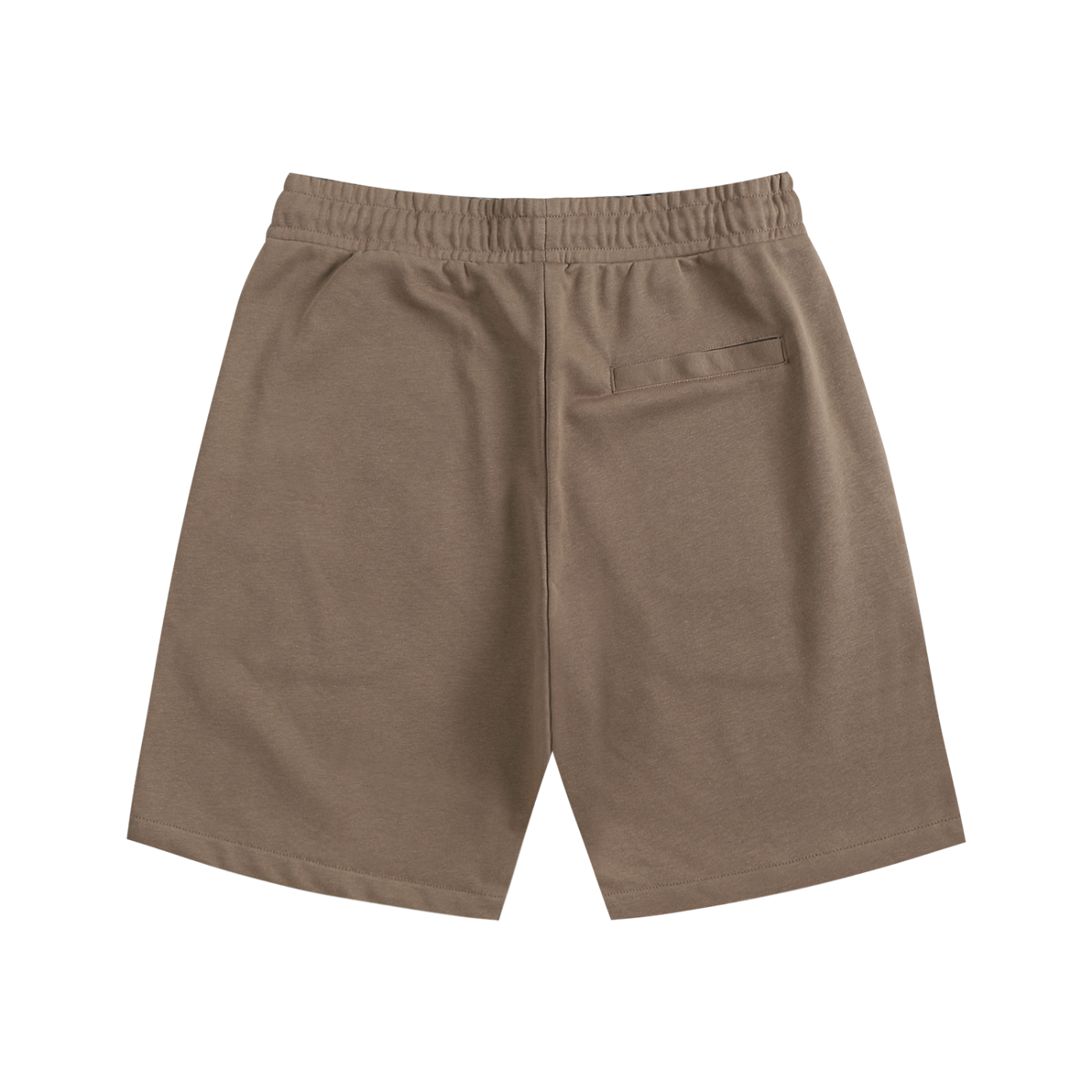 Coffee brown cotton drawstring shorts with elastic waistband and side pockets