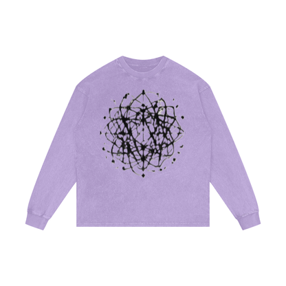 ABSTRACT EXPRESSION Acid Wash Oversize Long Sleeve T-Shirt by ODMPOD