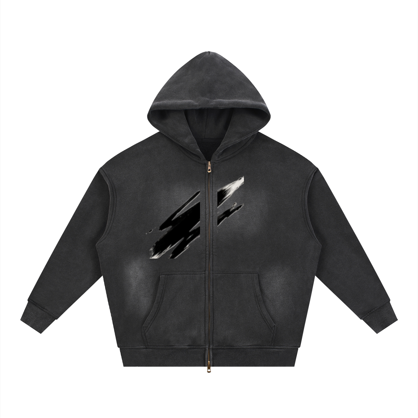 ABSTRACT EXPRESSION Sunfade Two-way Zipper Boxy Fleece Hoodie by ODMPOD