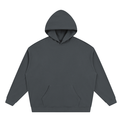 Dark gray unisex waffle hoodie with hood and kangaroo pocket, long sleeves