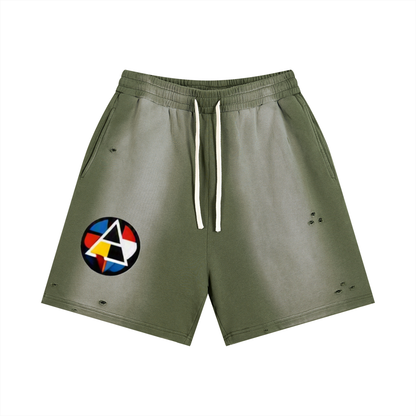 BAUHAUS Sun Fade Distressed Shorts by ODMPOD