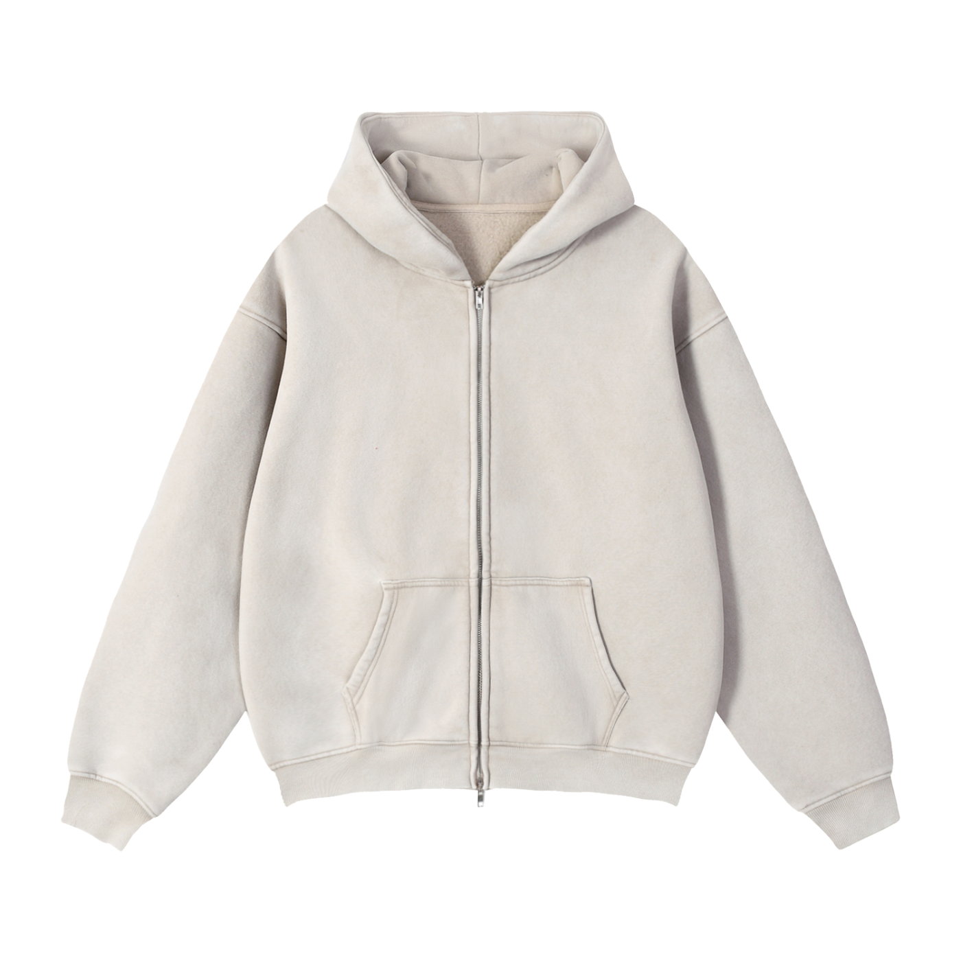 Zip-Through Boxy Fleece Hoodie by ODMPOD
