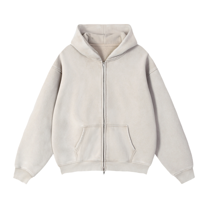 Zip-Through Boxy Fleece Hoodie by ODMPOD
